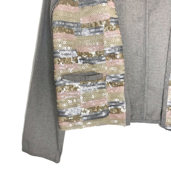 Linen Jacket with Sequins Front - Size S - Picture 3 of 8